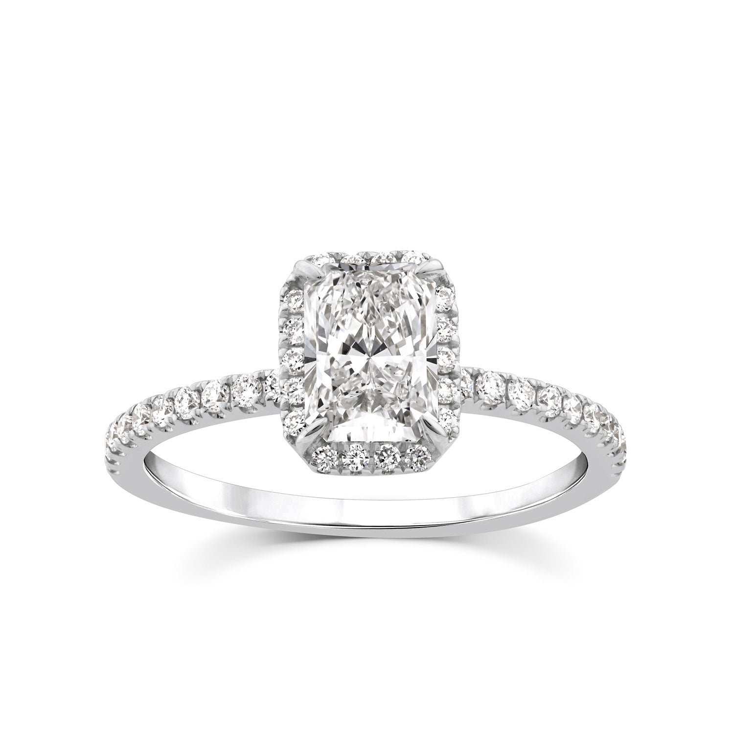 1.25ct Lab Grown Diamond Halo Ring in 9K White Gold